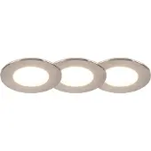 QAZQA - Modern 3-flammiger-Set Bad I Badezimmer Außen Einbaustrahler rund Stahl I Silber I nickel matt inkl. LED IP65 - Simply I Außenbeleuchtung I Wohnzimmer I Schlafzimmer - Aluminium Rund - I (nich
