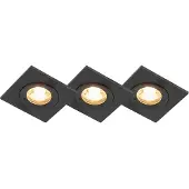 QAZQA Set mit 3 Bad-Downlights schwarz IP44 - Xena Square