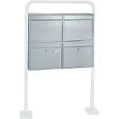 Rottner Briefkastenanlage, mit 4 Briefkästen, ohne Ständer, H 635 x B 720 x T 125 mm, Edelstahl