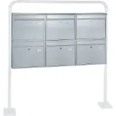 Rottner Briefkastenanlage, mit 6 Briefkästen, ohne Ständer, H 635 x B 1160 x T 125 mm, Edelstahl