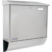 Rottner Briefkasten Expo Inox, Wandmontage, Namensschild, Postrolle, Zylinderschloss, inkl. 2 Schlüssel, Edelstahl, B 385 x T 120 x H 410 mm