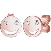 Elli Ohrringe Smiley Face Emoji Kristalle 925 Silber Elli Rosegold