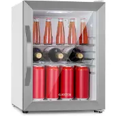 Klarstein Beersafe Crystal White Bierkühlschrank, Getränkekühlschrank mit Glastür, Kühlschrank, Flaschenkühlschrank mit 33 Liter