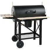 Tarrington House Holzkohlegrill Louisiana, Grillfläche 71 x 35 cm, klappbare Seitenablagen, fahrbar, Stahl/Holz, schwarz