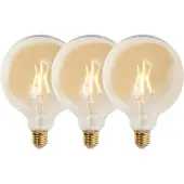 LUEDD Set mit 3 E27 dimmbaren LED-Lampen G125 Gold 5W 450 lm 2200K