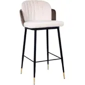 Kare Design Barstuhl Hojas, Beige, Esszimmerstuhl, Samtoptik, 99x50x51cm (H/B/T)
