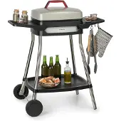 Klarstein Gatsby Elektrogrill 2000W Antihaft-Grillfläche Seitentische schwarz, Farbe:Schwarz/beige