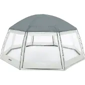 Bestway 58612, Poolkuppel, Überirdischer Pool, Rund, Grau, Transparent, Weiß, PVC, Polyester, 2 Tür(en)
