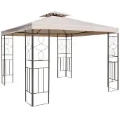 Huismerk Pavillon 298x298 cm – beiges Dach, stabil, für Garten & Terrasse