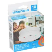Grundig Optischer Rauchmelder, Feueralarm - 10 Jahre Batterie, Pause & Anzeige - Weiß