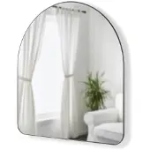 Umbra Wandspiegel Hubba, gewölbter Hängespiegel, Spiegelglas, Titan, 86 x 91 cm, 1017061-378