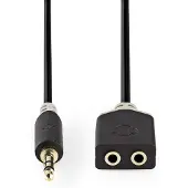 Nedis Stereo-Audiokabel - 3.5 mm Stecker - 2x 3.5 mm Buchse - Vergoldet - 0.20 m - Rund - Anthrazit - Box