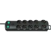Brennenstuhl Primera-Line Steckdosenleiste 10-fach schwarz 2m H05VV-F 3G1,5 5-fach schaltbare Steckdosen, 1153300120