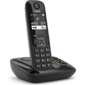 Gigaset AS690A, Analoges/DECT-Telefon, Kabelloses Mobilteil, 100 Eintragungen, Schwarz