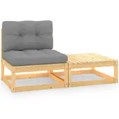 vidaXL 2-tlg. Garten-Lounge-Set mit Kissen Kiefer Massivholz