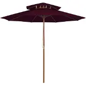 vidaXL Sonnenschirm mit Doppeldach und Holz-Mast Bordeauxrot 270 cm