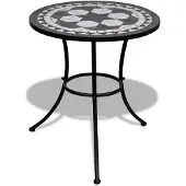 vidaXL Bistrotisch Schwarz und Weiß 60 cm Mosaik