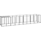 vidaXL Hundezwinger Schwarz 6,05 m² Stahl
