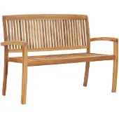 vidaXL Gartenbank 2-Sitzer Stapelbar 120 cm Massivholz Teak