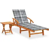 vidaXL Sonnenliege mit Tisch und Auflage Akazie Massivholz