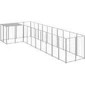 vidaXL Hundezwinger Silbern 7,26 m2 Stahl 3082243