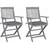 vidaXL Klappbare Gartenstühle 2 Stk. mit Kissen Massivholz Akazie