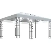 vidaXL Pavillon mit Doppeldach & LED-Lichterkette 3x4 m Weiß