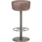 vidaXL Barhocker "Pottum" aus Echtleder mit braungrauem Finish, Stahl mit Rotguss-Finish in Braun. Abmessungen (B/H) 37x76 cm