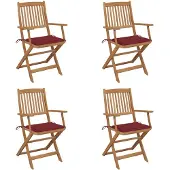 vidaXL Klappbare Gartenstühle 4 Stk. mit Kissen Massivholz Akazie
