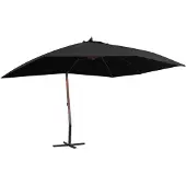 vidaXL Ampelschirm mit Holz-Mast 400x300 cm Schwarz