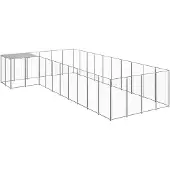 vidaXL Hundezwinger Silbern 13,31 m2 Stahl 3082244