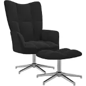 vidaXL Relaxsessel mit Hocker Schwarz Samt