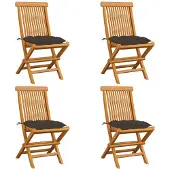 vidaXL Gartenstühle mit Taupe Kissen 4 Stk. Massivholz Teak