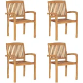 vidaXL Stapelbare Gartenstühle 4 Stk. Massivholz Teak