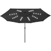 vidaXL Sonnenschirm mit LED-Beleuchtung 400 cm Schwarz