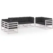 vidaXL 7-tlg. Garten-Lounge-Set mit Kissen Kiefer Massivholz