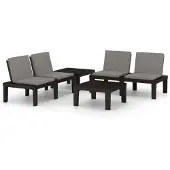 vidaXL 4-tlg. Garten-Lounge-Set mit Auflagen Kunststoff Grau