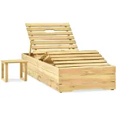 vidaXL Sonnenliege mit Tisch Grün Imprägniertes Kiefernholz