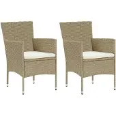 vidaXL Garten-Essstühle 2 Stk. Poly Rattan Beige