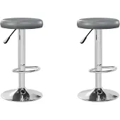vidaXL Barhocker 2 Stk. Grau Kunstleder