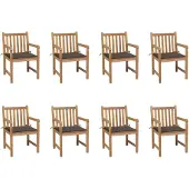vidaXL Gartenstühle 8 Stk. mit Taupe Kissen Massivholz Teak
