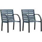 vidaXL Gartenstühle 2 Stk. Grau Holz