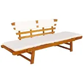 vidaXL Gartenbank 2-in-1 mit Polstern 190 cm Massivholz Akazie