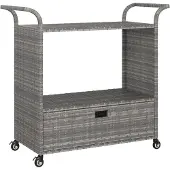 vidaXL Barwagen mit Schublade Grau 100x45x97 cm Poly Rattan
