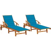 vidaXL Sonnenliegen 2 Stk. mit Auflagen Massivholz Akazie