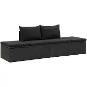 vidaXL Sonnenliege mit Auflage Poly Rattan Schwarz