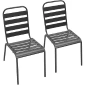 vidaXL Stapelbare Gartenstühle 2 Stk. Stahl Grau