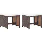 vidaXL Gartenhocker 2 Stk. mit Sitzkissen Poly Rattan Braun