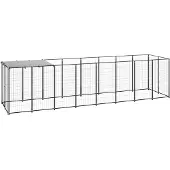 vidaXL Hundezwinger Schwarz 4,84 m² Stahl