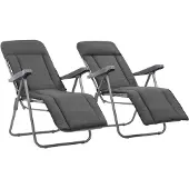 vidaXL Klappbare Gartenstühle mit Polstern 2 Stk Grau 44320
